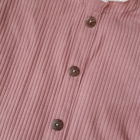 MAUVE PINK CREAM RIBBED BODYCON DRESS - Picture 2 of 6